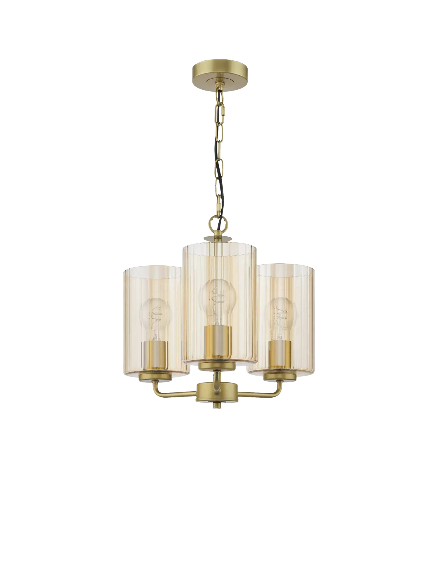 Där Daylin gold three-arm pendant ceiling light (British brand)