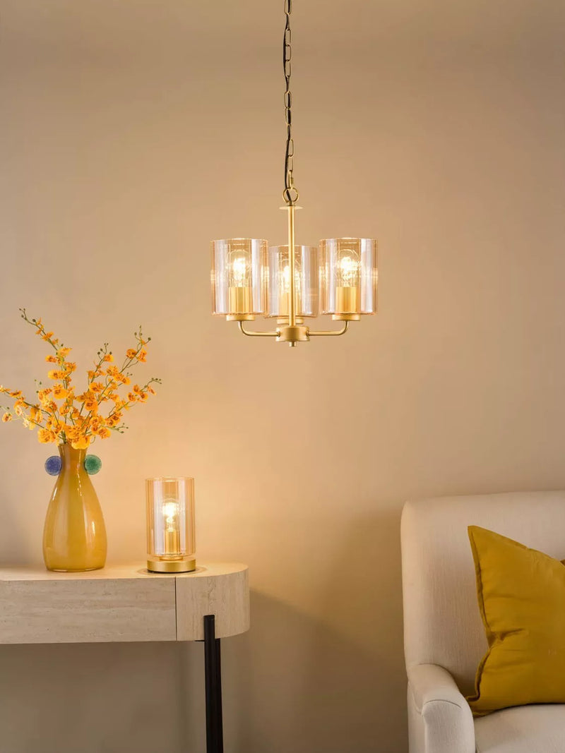 Där Daylin gold three-arm pendant ceiling light (British brand)
