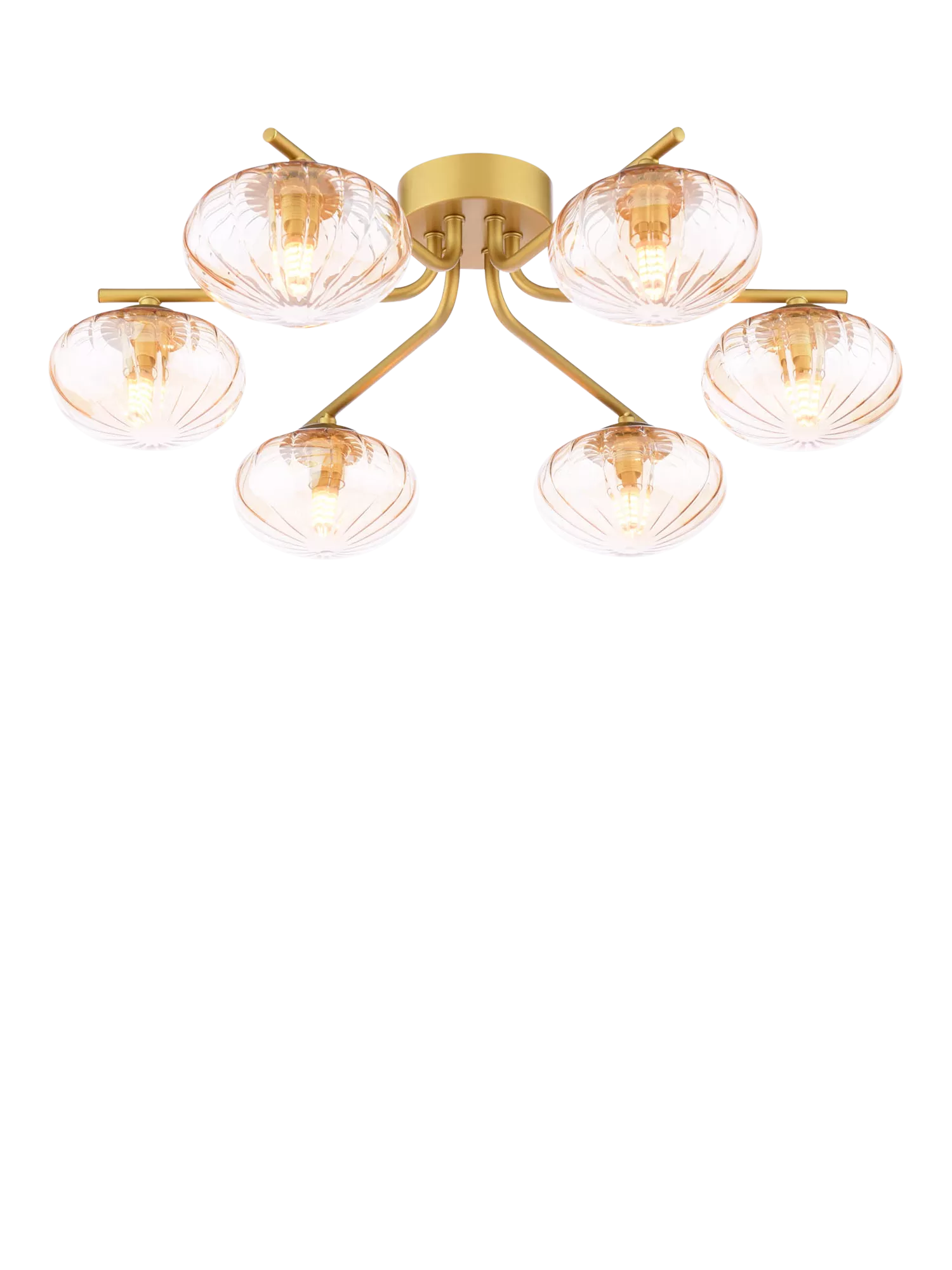 Där ceiling light gold and amber 6-arm semi-flush, UK version