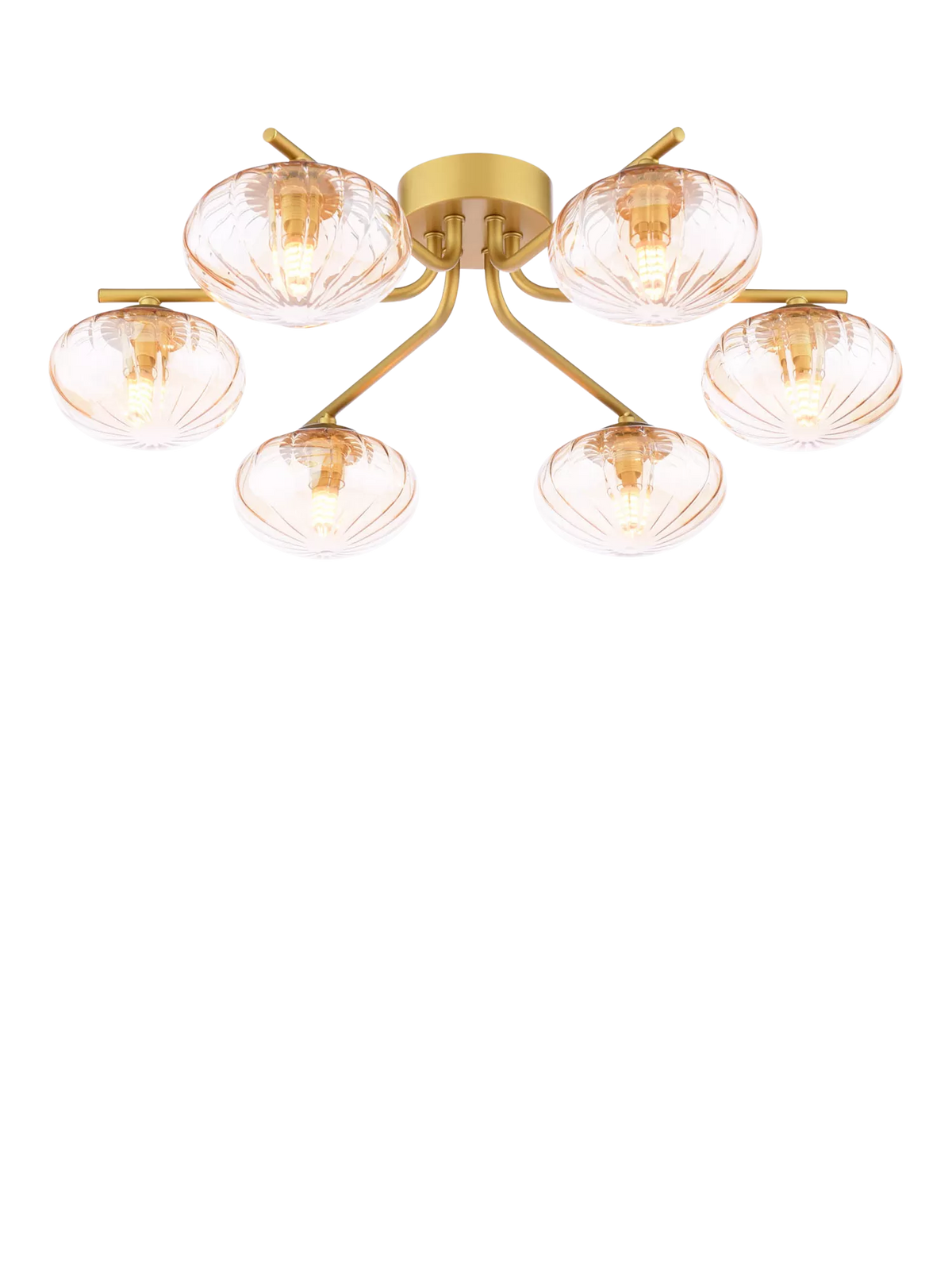 Där ceiling light gold and amber 6-arm semi-flush, UK version