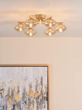 Där ceiling light gold and amber 6-arm semi-flush, UK version