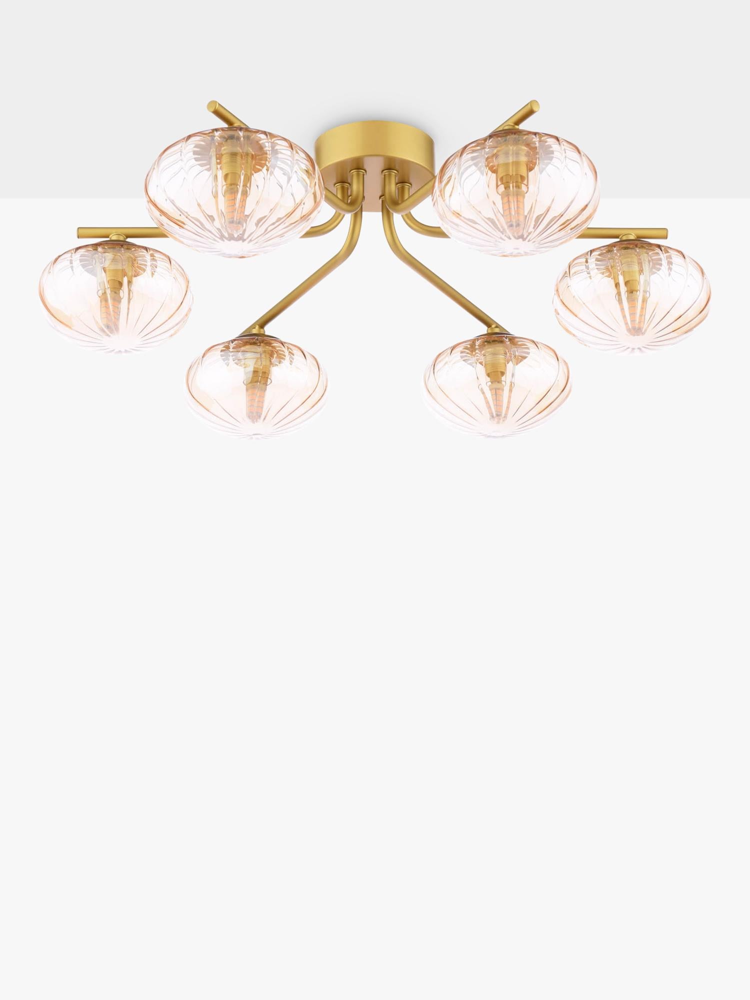 Där ceiling light gold and amber 6-arm semi-flush, UK version