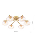 Där ceiling light gold and amber 6-arm semi-flush, UK version