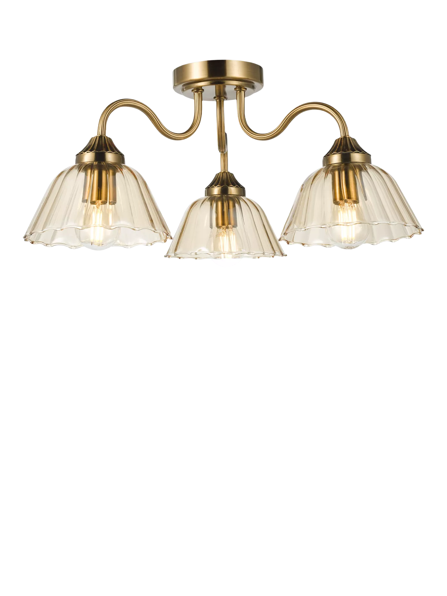 Där Erika 3 Arm Semi Flush Pendant Ceiling Light, Bronze