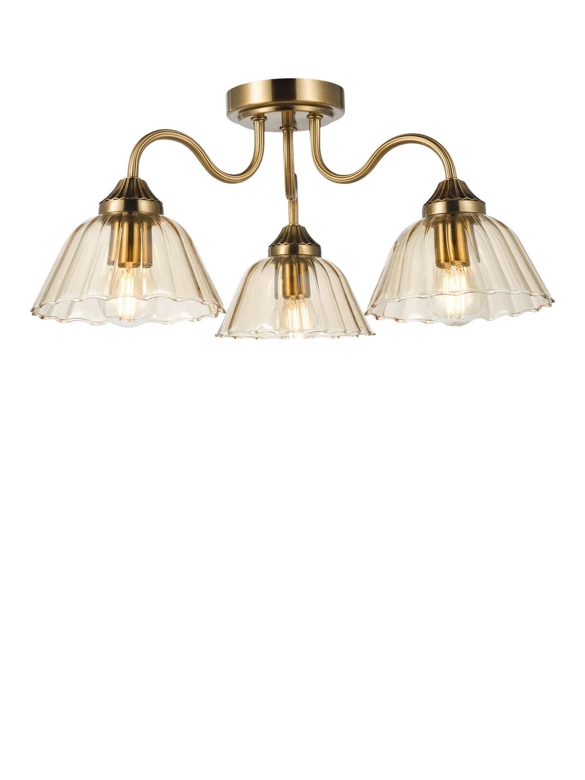 Där Erika 3 Arm Semi Flush Pendant Ceiling Light, Bronze