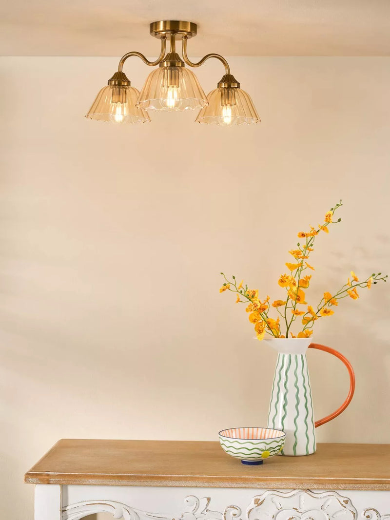 Där Erika bronze semi-flush ceiling light (British brand)