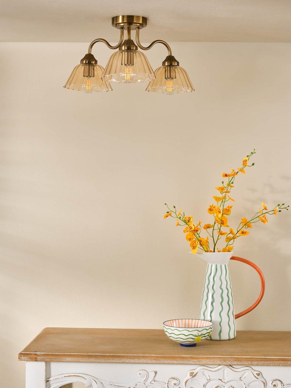 Där Erika bronze semi-flush ceiling light (British brand)