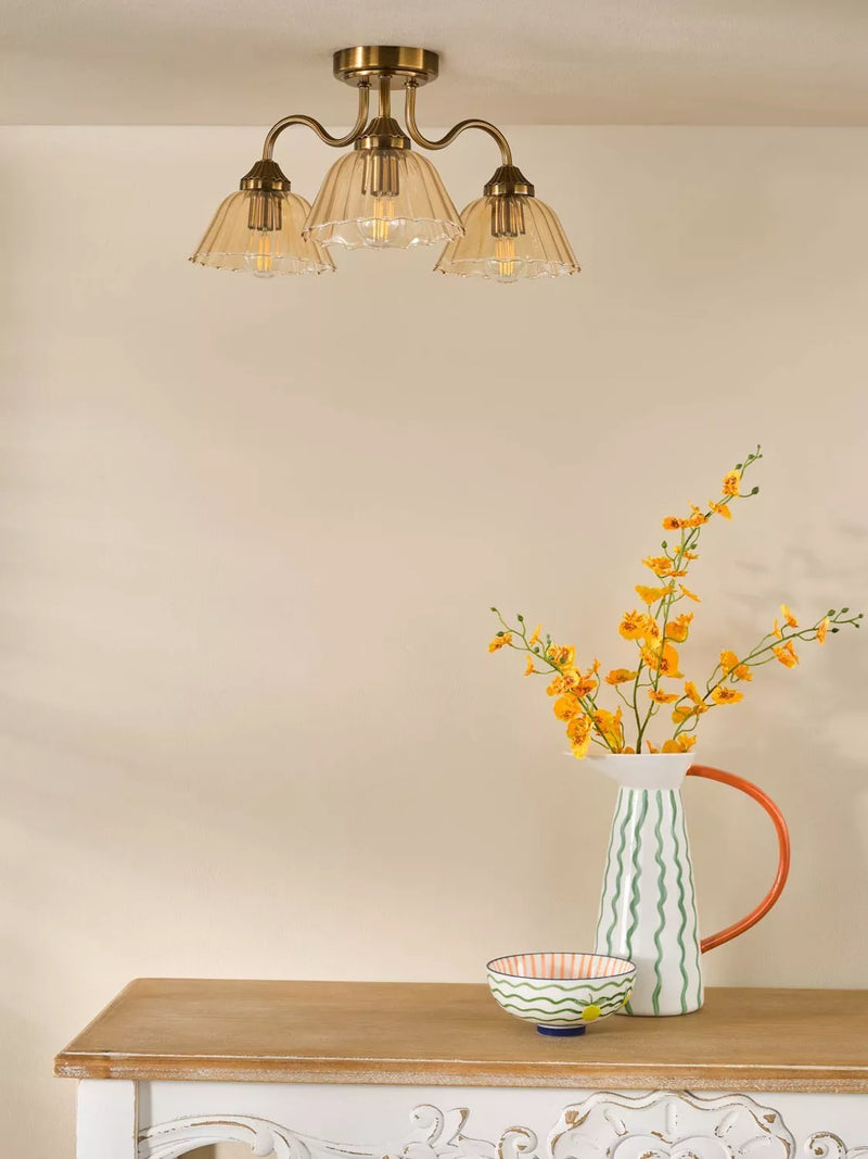 Där Erika bronze semi-flush ceiling light (British brand)