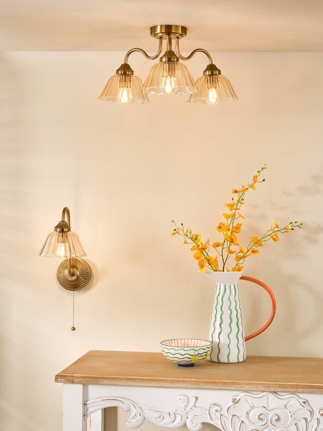 Där Erika bronze semi-flush ceiling light (British brand)