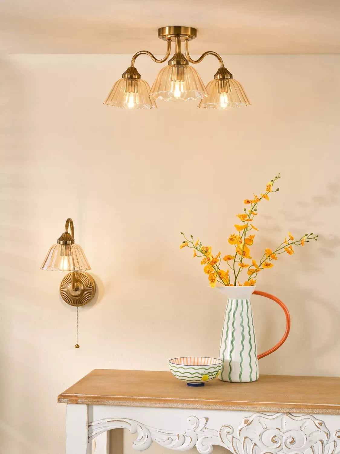 Där Erika bronze semi-flush ceiling light (British brand)