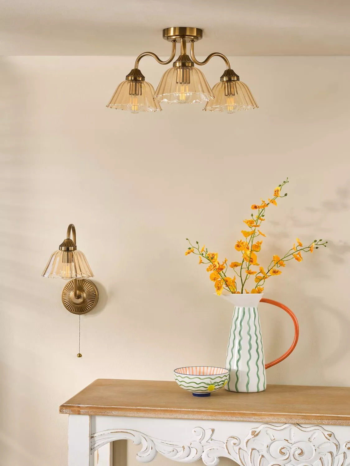 Där Erika bronze semi-flush ceiling light (British brand)