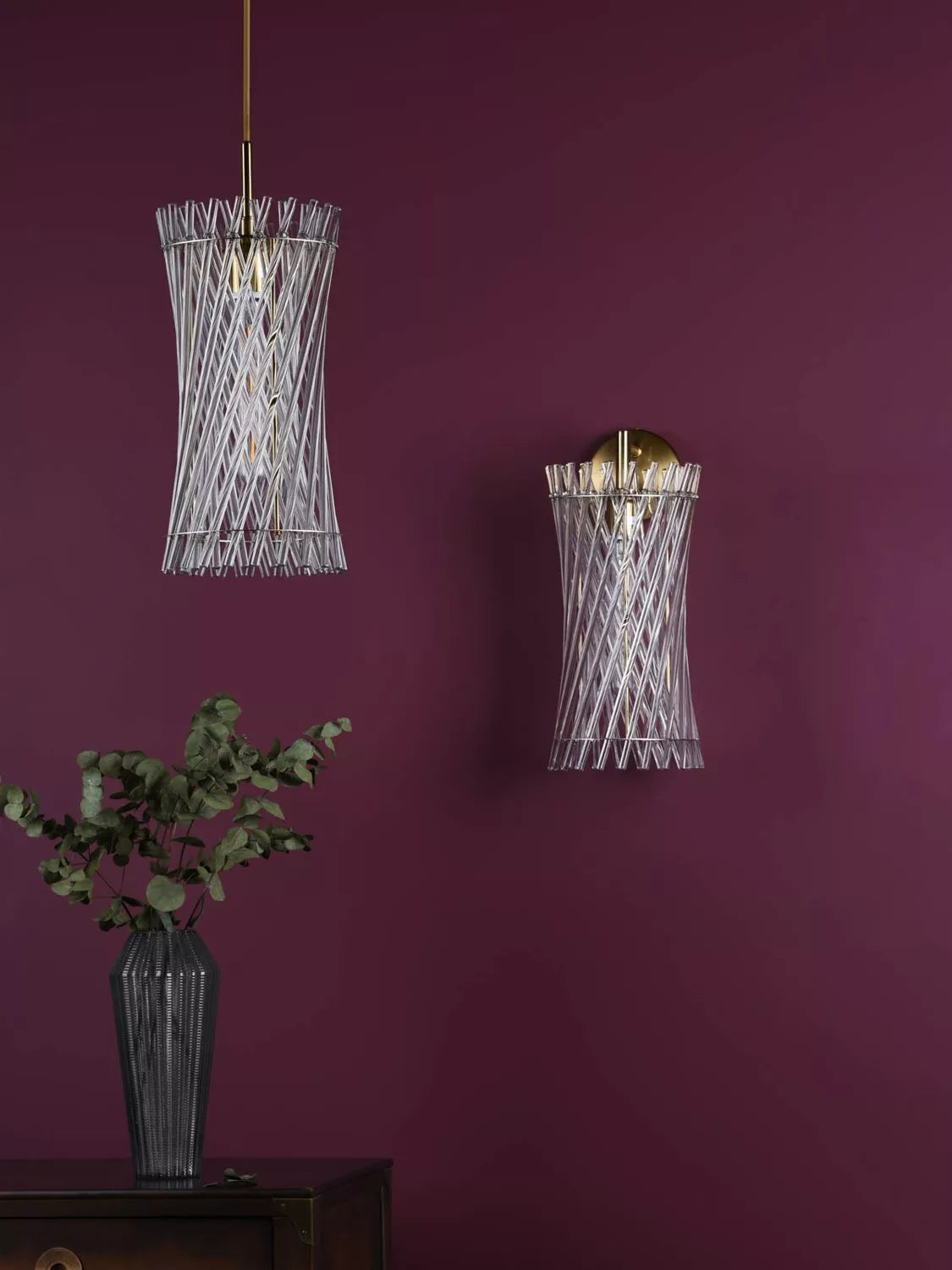 Där Loire pendant ceiling light brass clear - British product