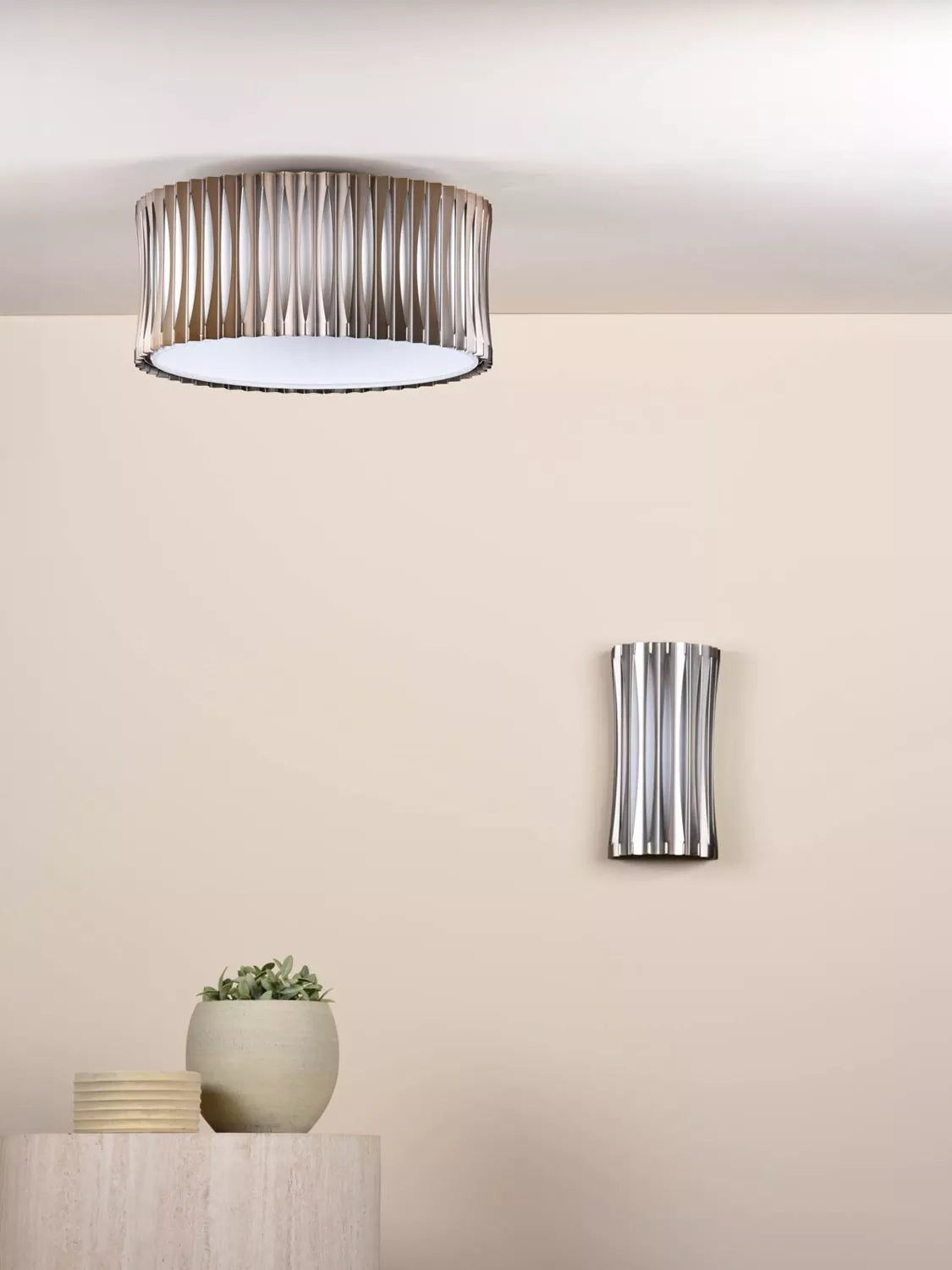 Där Netra 3 light flush ceiling light satin bronze, UK version