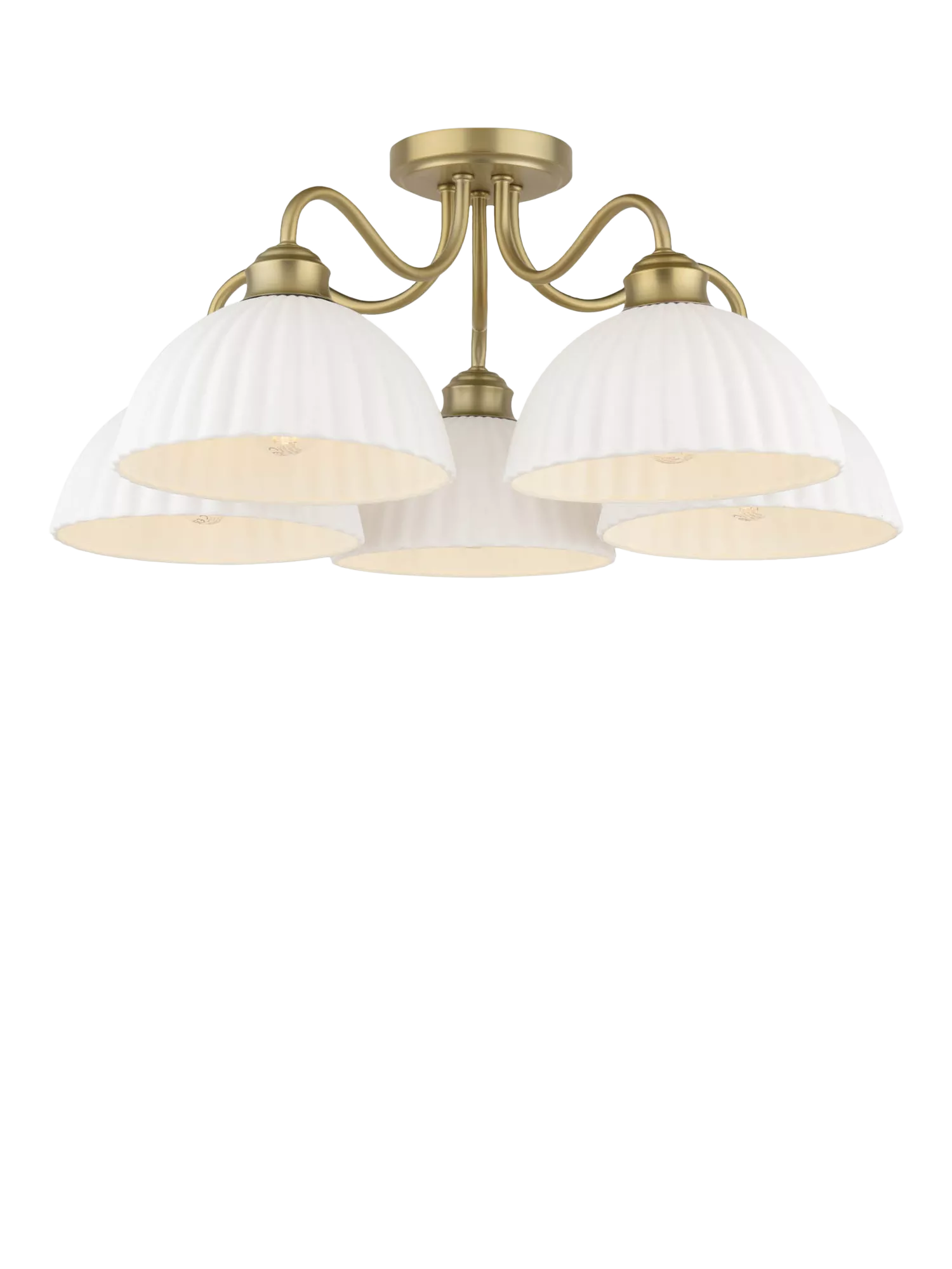 Laura Ashley Durford 5 Arm Semi Flush Ceiling Light, Antique Brass
