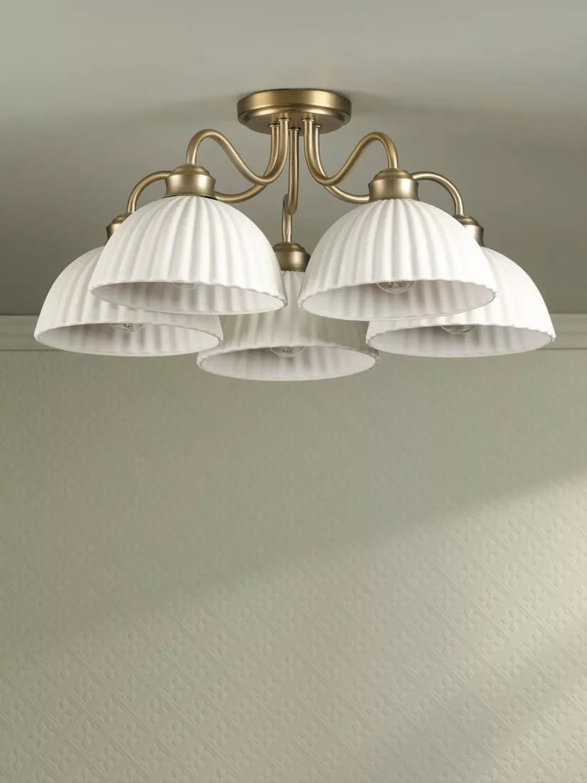 Laura Ashley Durford semi flush ceiling light antique brass, UK version