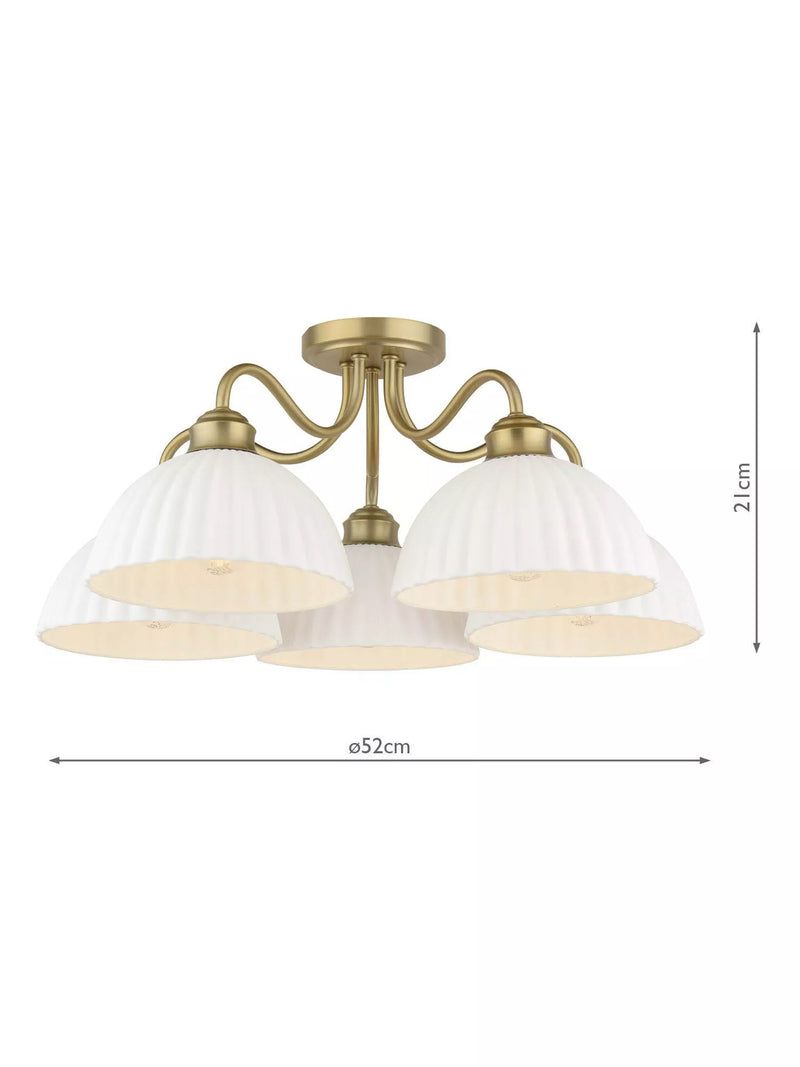 Laura Ashley Durford semi flush ceiling light antique brass, UK version