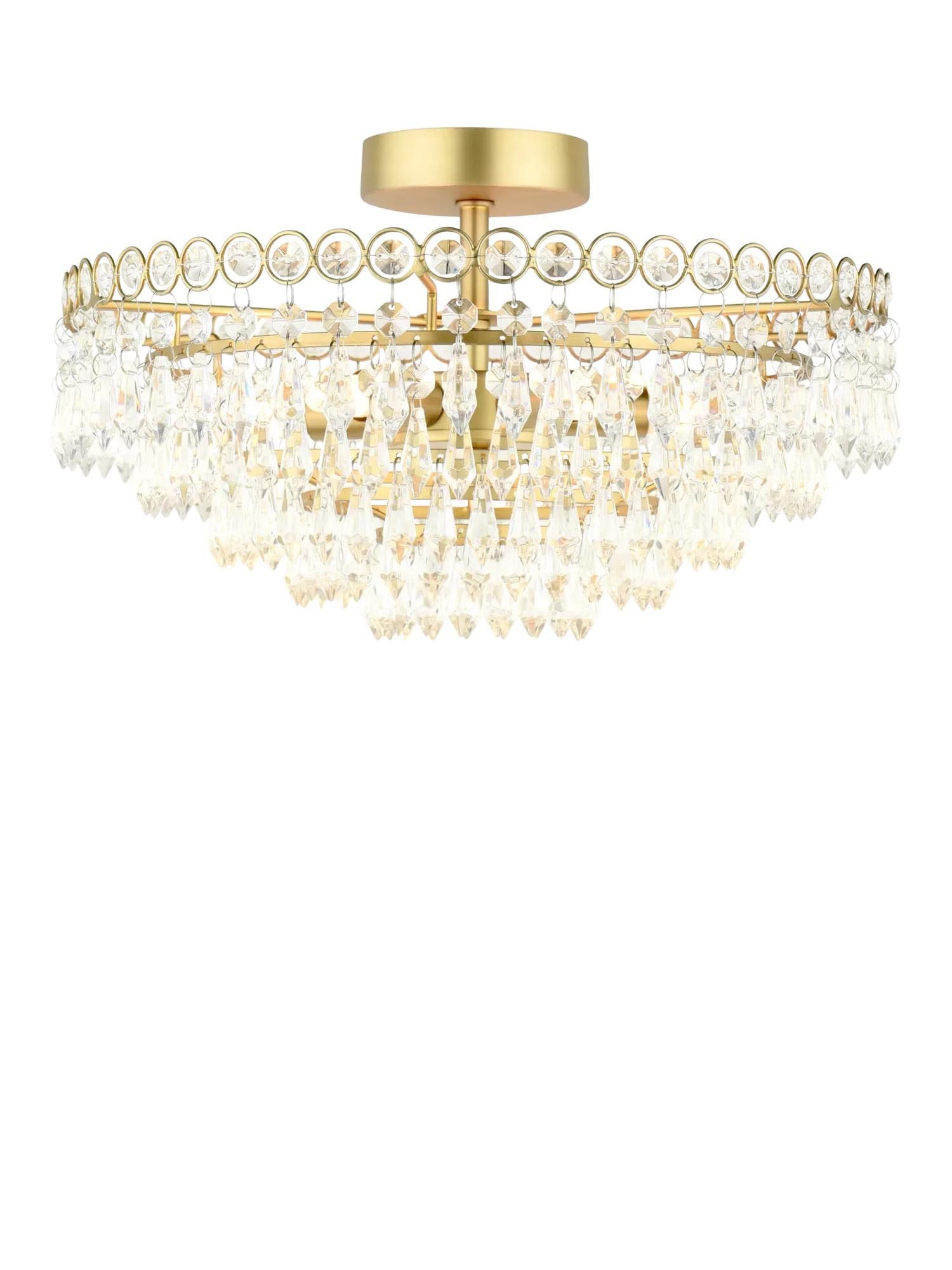 Laura Ashley Enid Semi Flush Crystal Pendant Ceiling Light, Antique Brass