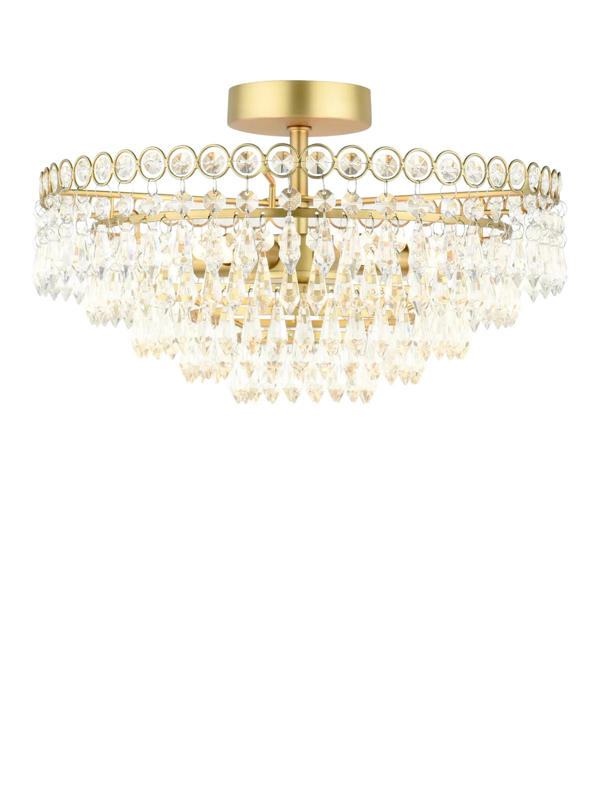 Laura Ashley Enid Semi Flush Crystal Pendant Ceiling Light, Antique Brass