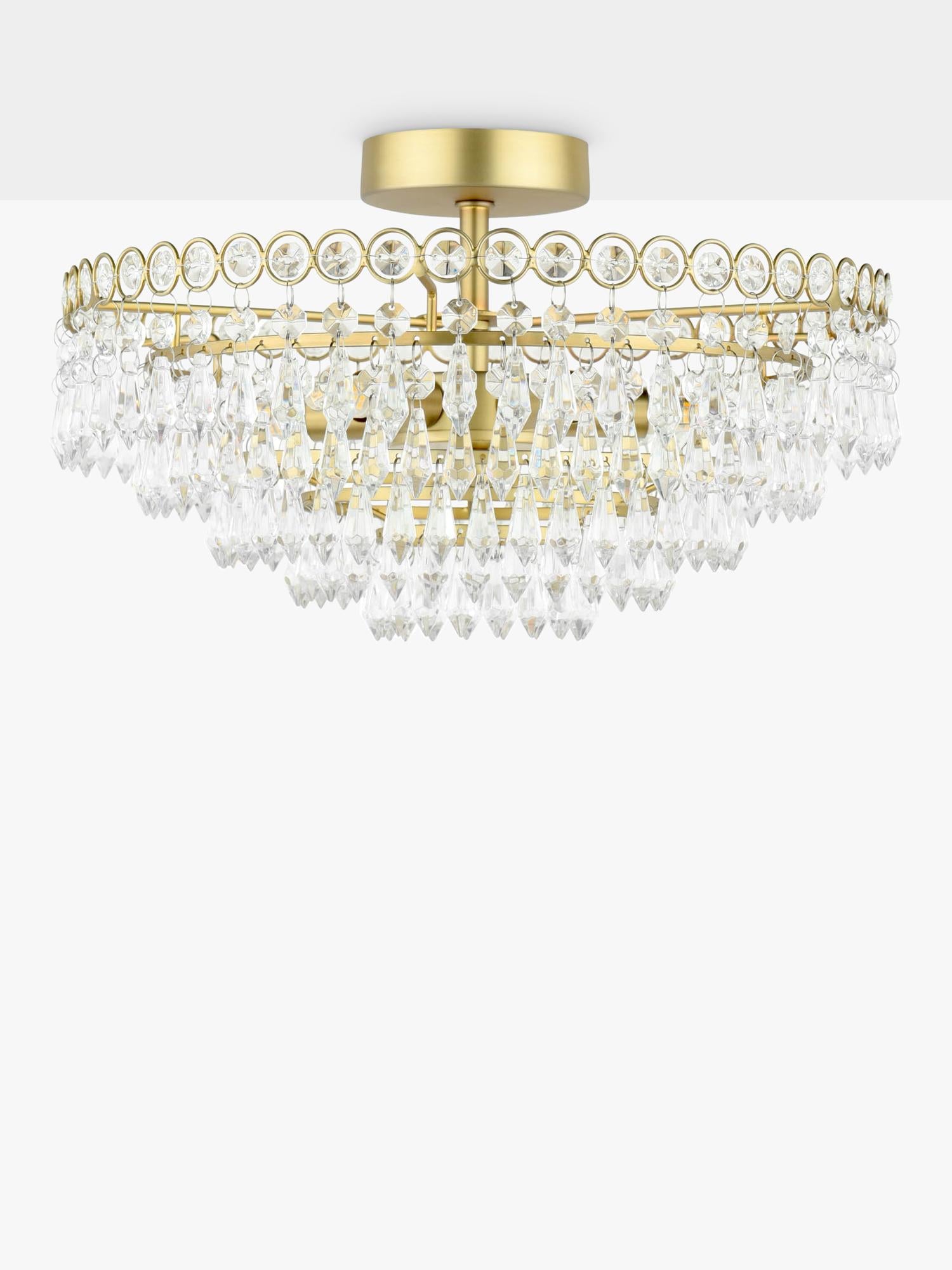 Laura Ashley Enid semi flush crystal pendant ceiling light antique brass 35cm (British brand)