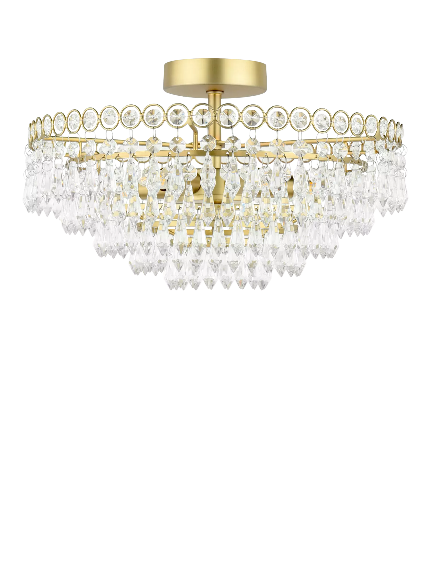 Laura Ashley Enid semi flush crystal pendant ceiling light antique brass 35cm (British brand)
