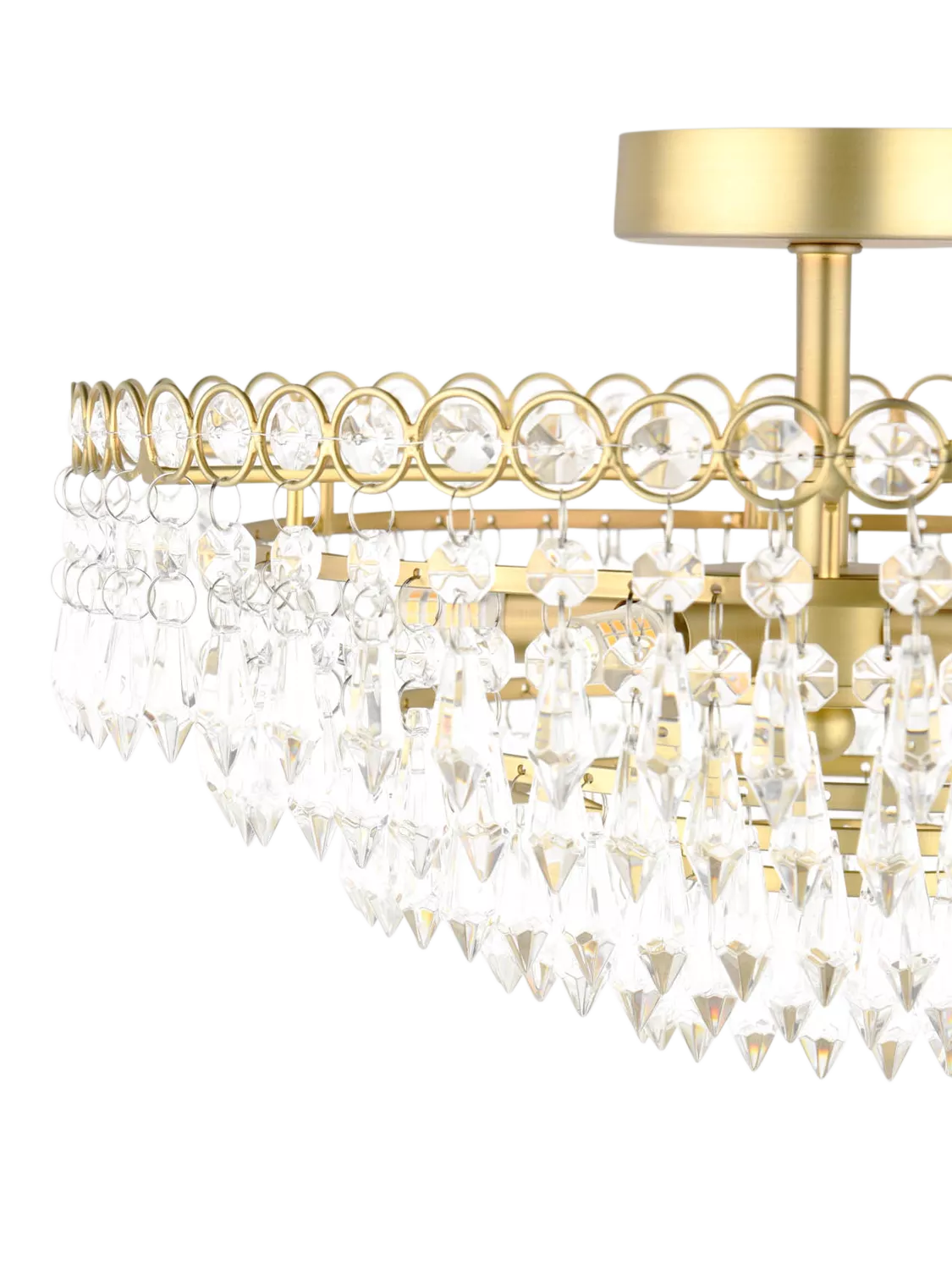 Laura Ashley Enid semi flush crystal pendant ceiling light antique brass 35cm (British brand)