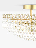 Laura Ashley Enid semi flush crystal pendant ceiling light antique brass 35cm (British brand)