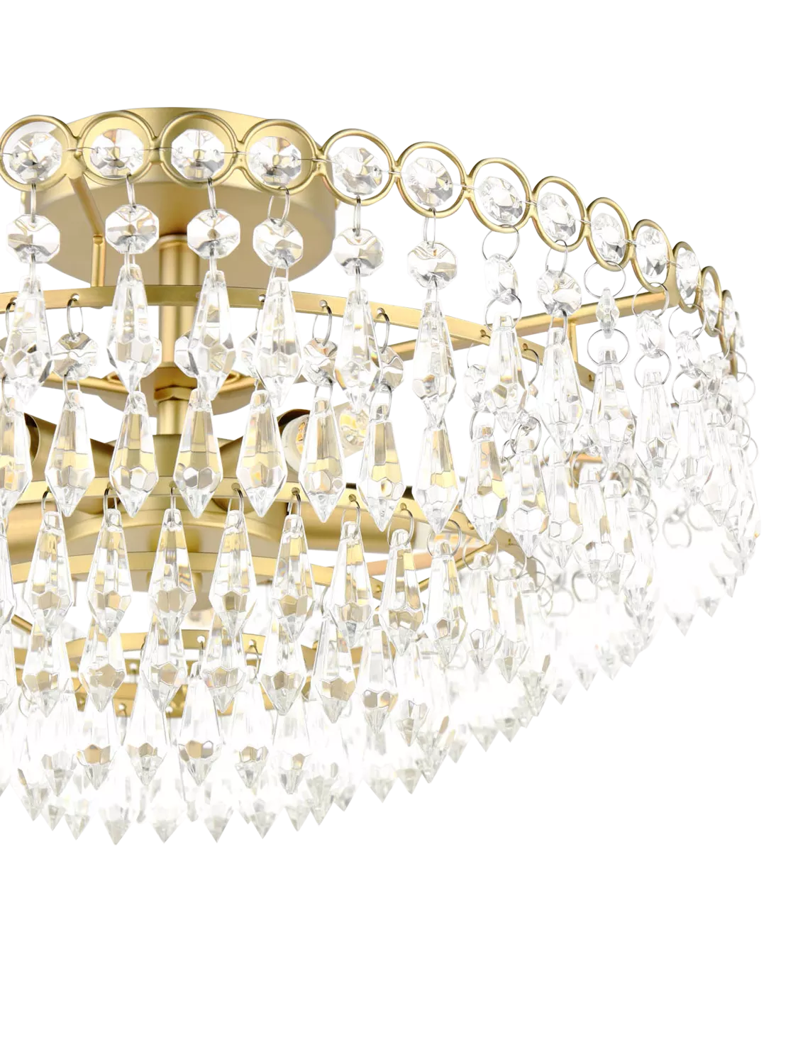 Laura Ashley Enid semi flush crystal pendant ceiling light antique brass 35cm (British brand)