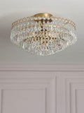 Laura Ashley Enid semi flush crystal pendant ceiling light antique brass 35cm (British brand)
