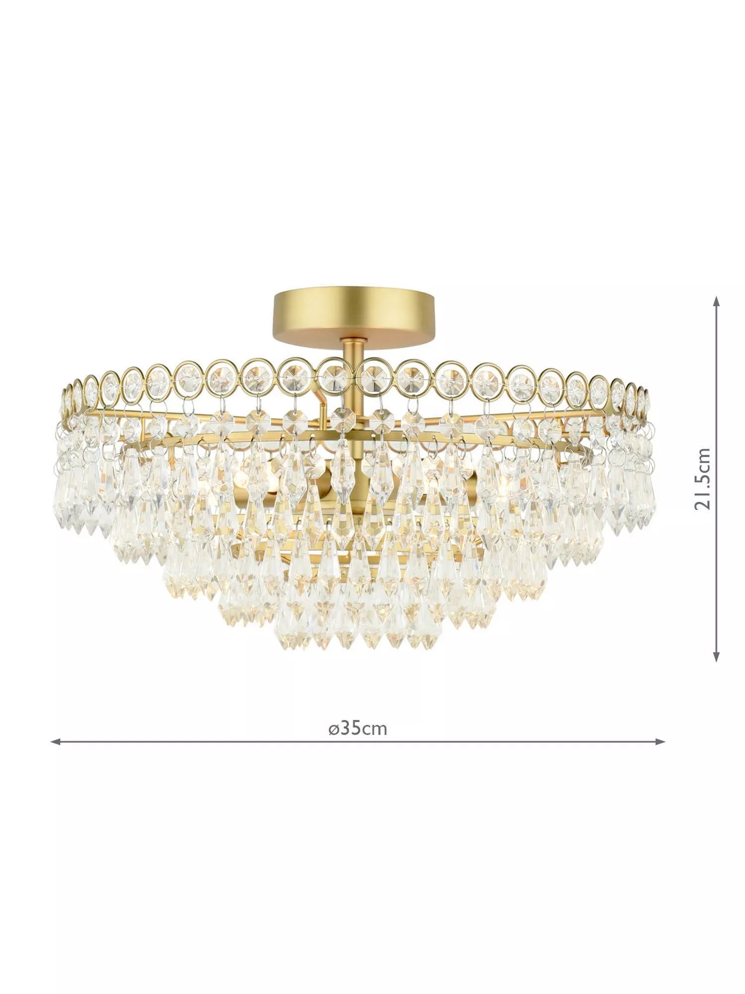 Laura Ashley Enid semi flush crystal pendant ceiling light antique brass 35cm (British brand)