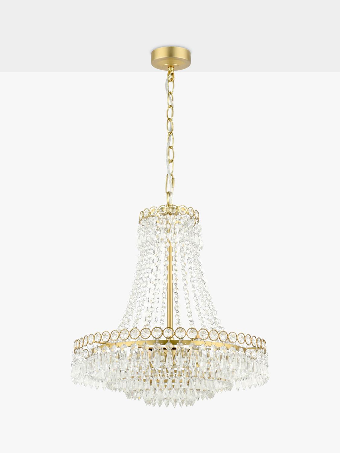 Laura Ashley Enid crystal chandelier antique brass five arms UK version