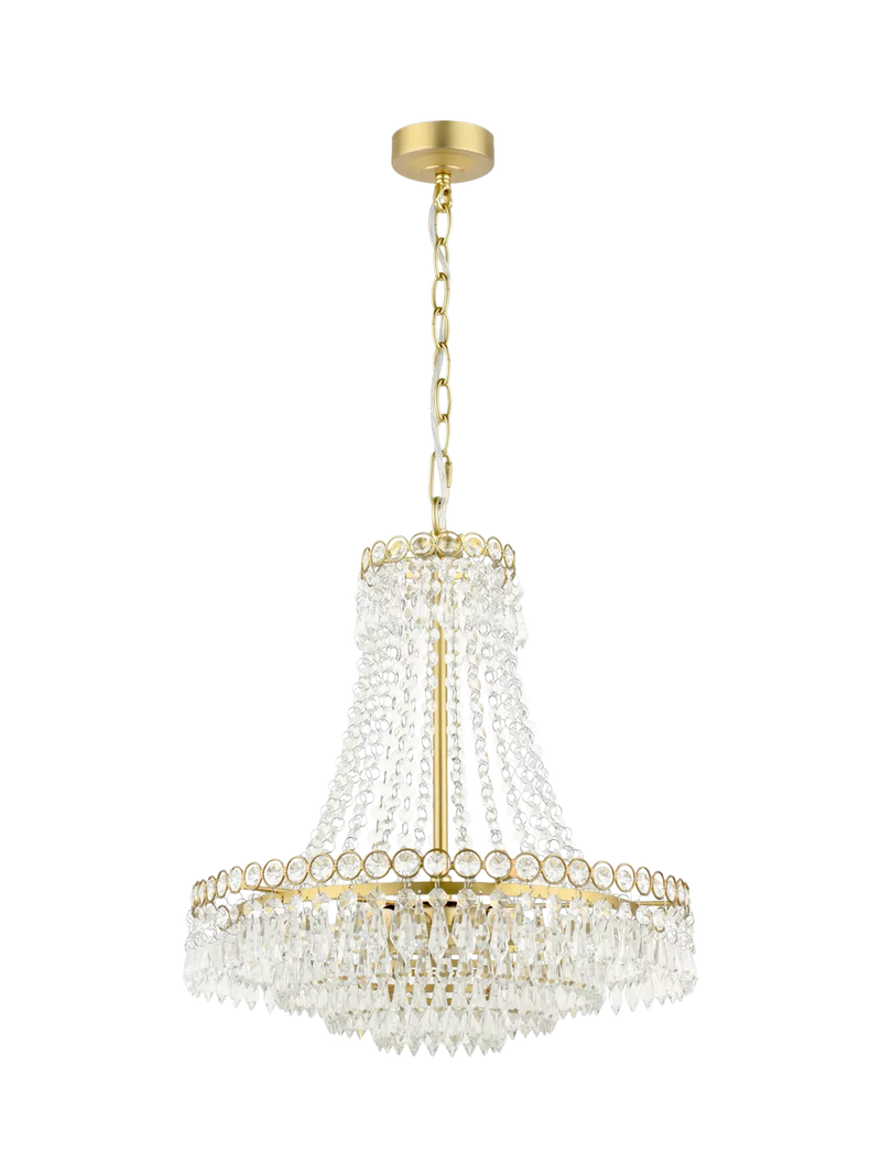 Laura Ashley Enid crystal chandelier antique brass five arms UK version