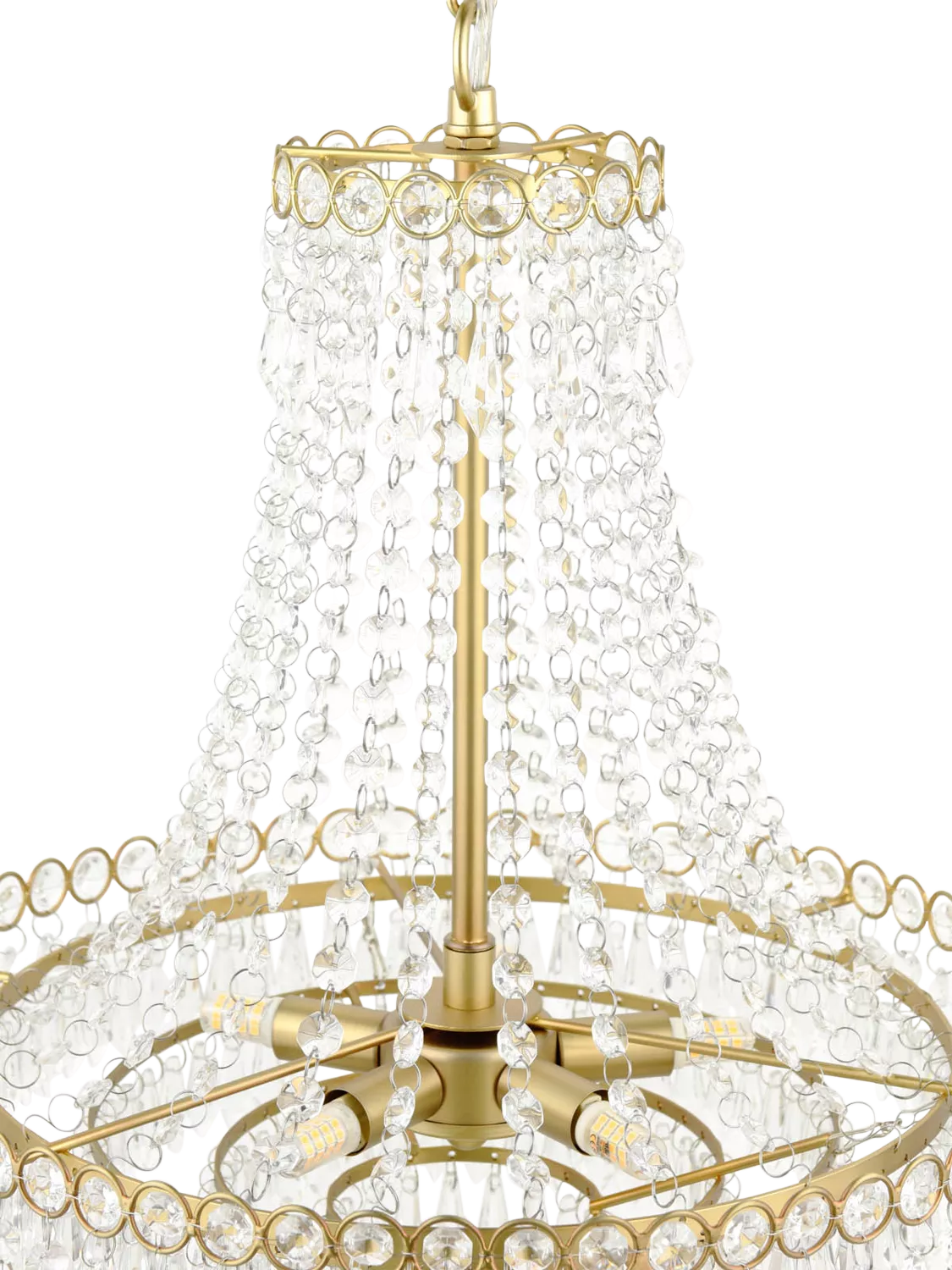 Laura Ashley Enid crystal chandelier antique brass five arms UK version