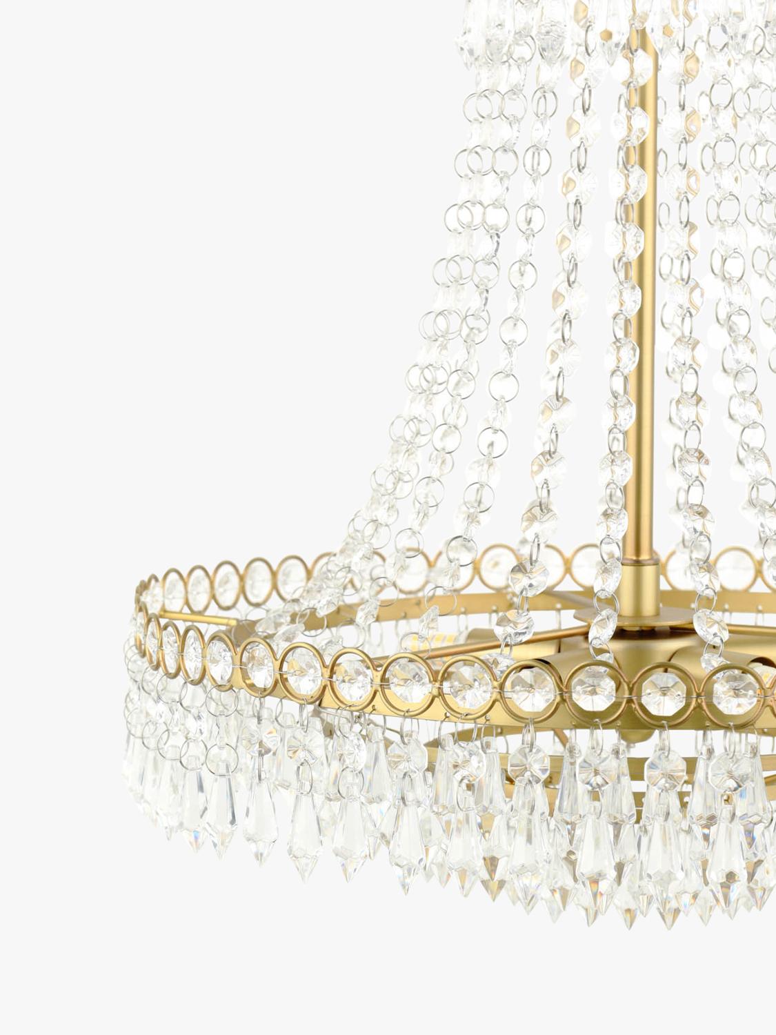 Laura Ashley Enid crystal chandelier antique brass five arms UK version