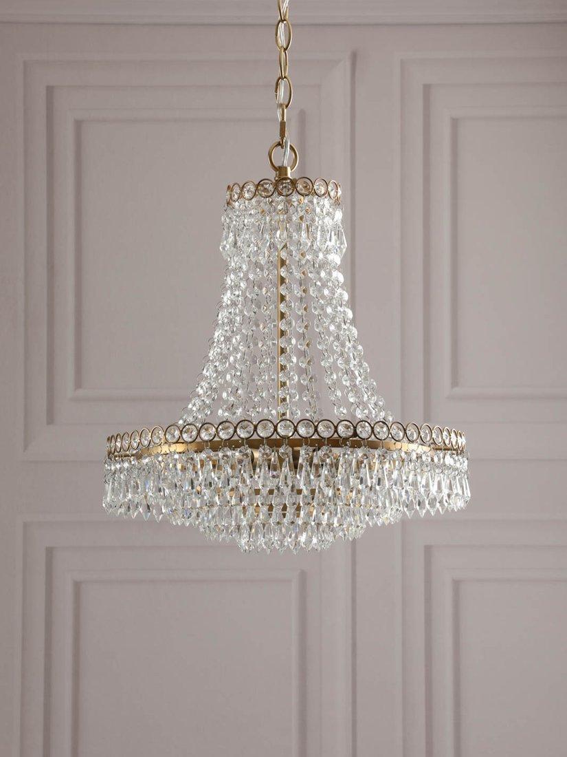 Laura Ashley Enid crystal chandelier antique brass five arms UK version