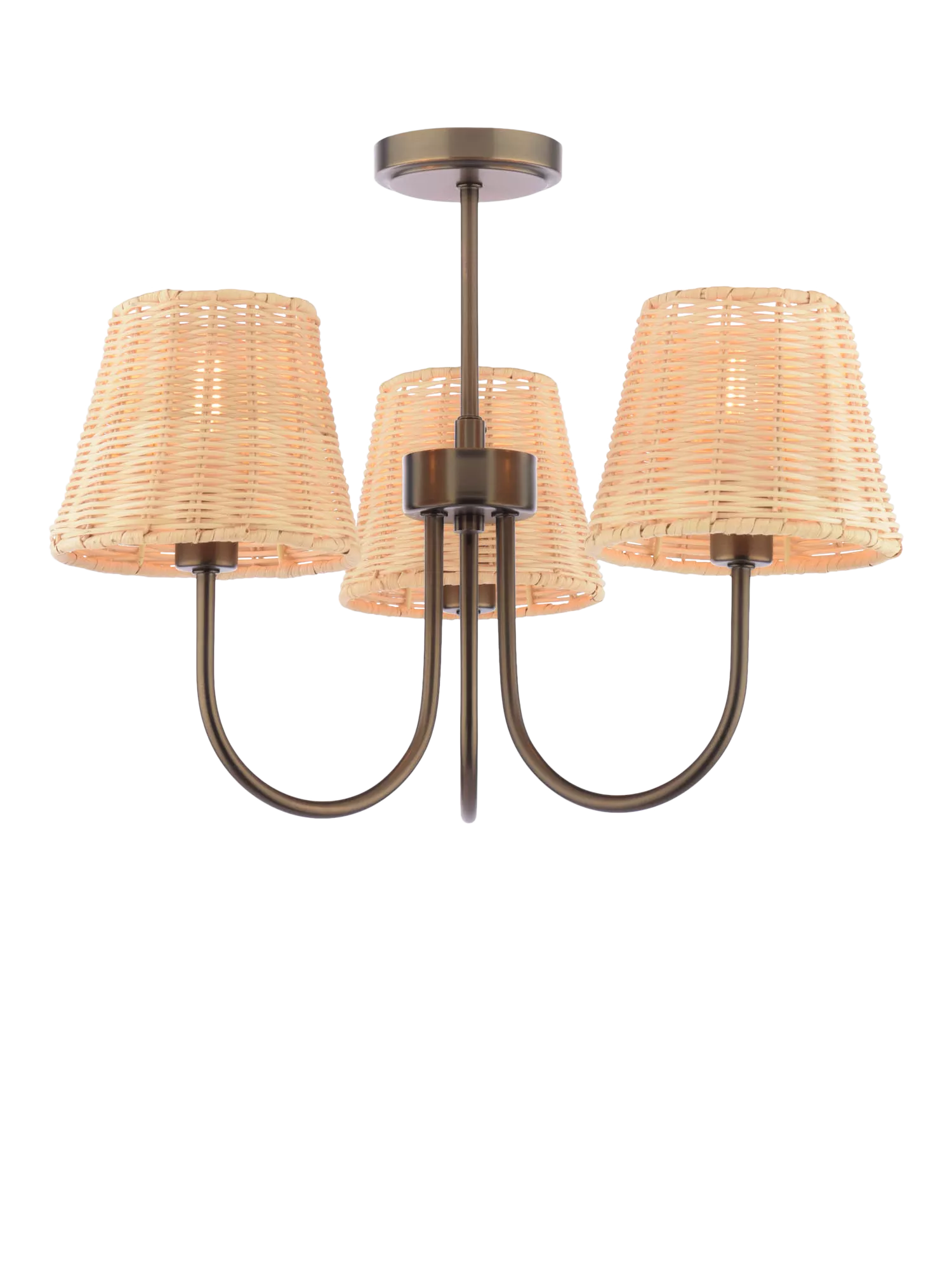 Laura Ashley semi flush ceiling light with rattan shades (British brand)