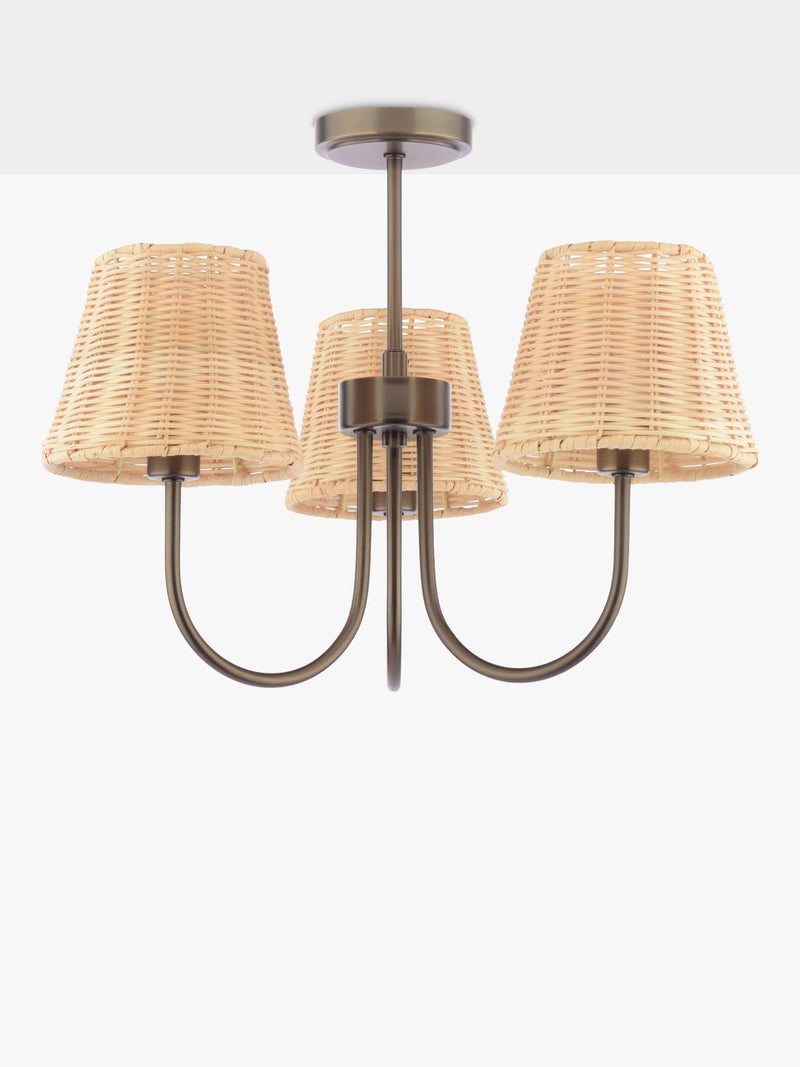 Laura Ashley semi flush ceiling light with rattan shades (British brand)