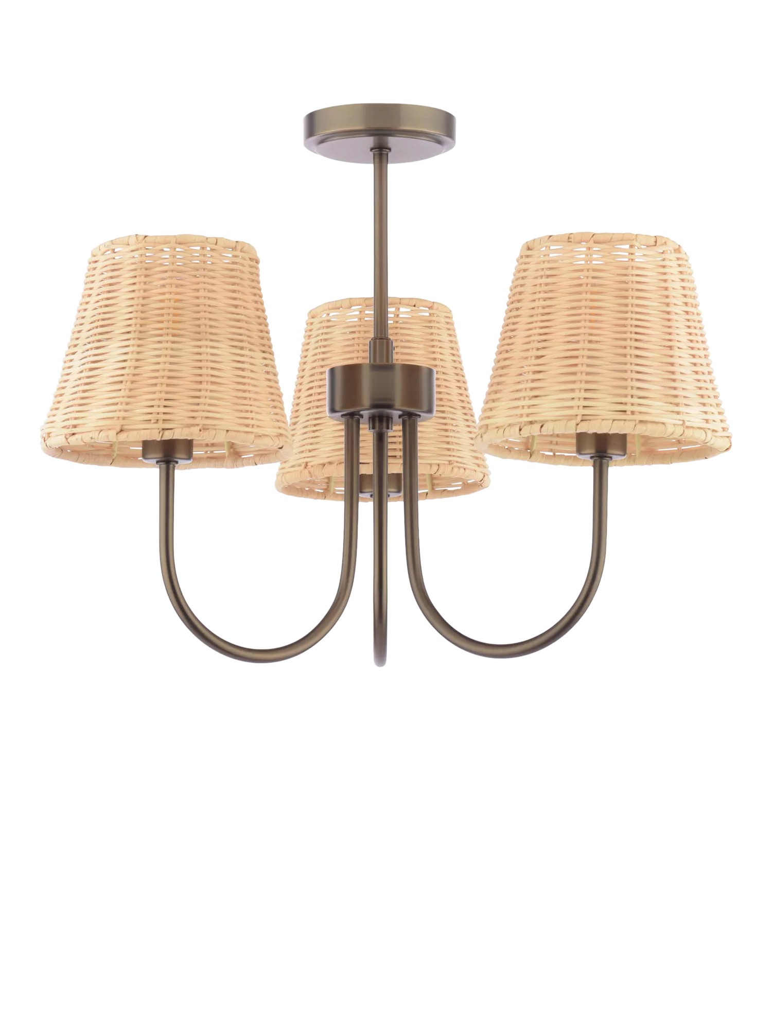 Laura Ashley semi flush ceiling light with rattan shades (British brand)