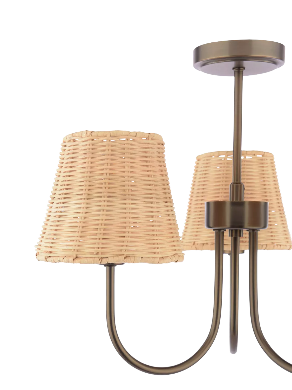 Laura Ashley semi flush ceiling light with rattan shades (British brand)