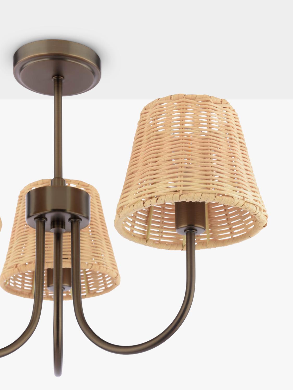 Laura Ashley semi flush ceiling light with rattan shades (British brand)
