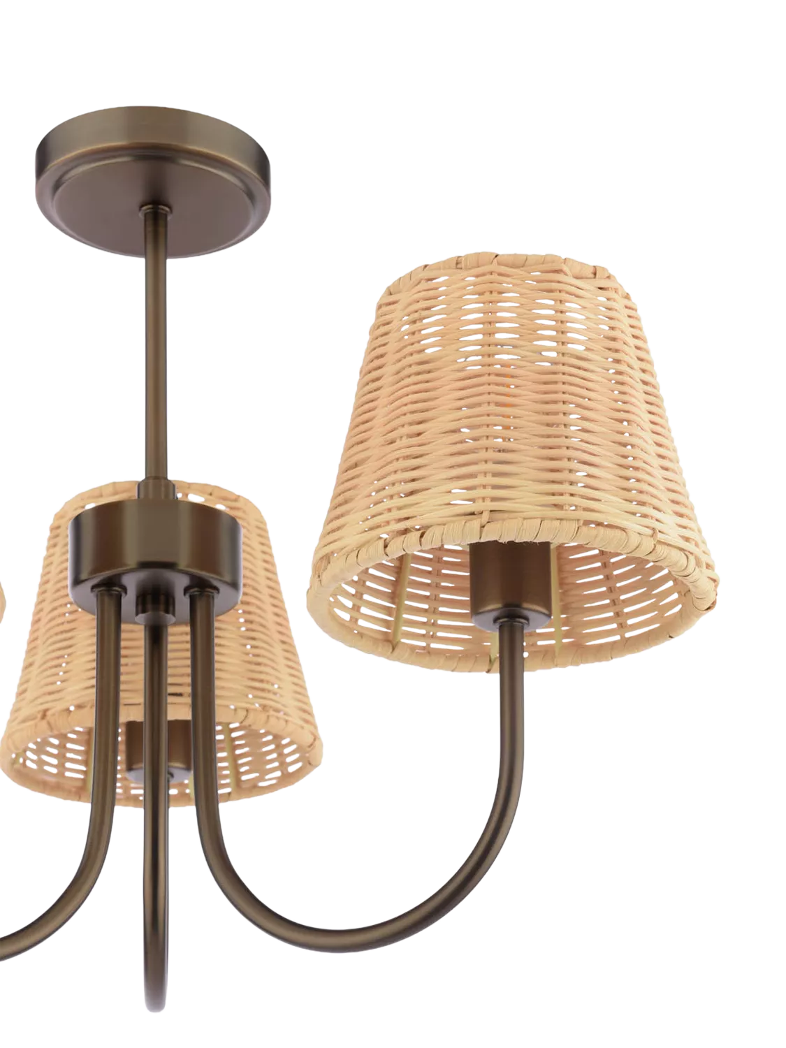 Laura Ashley semi flush ceiling light with rattan shades (British brand)