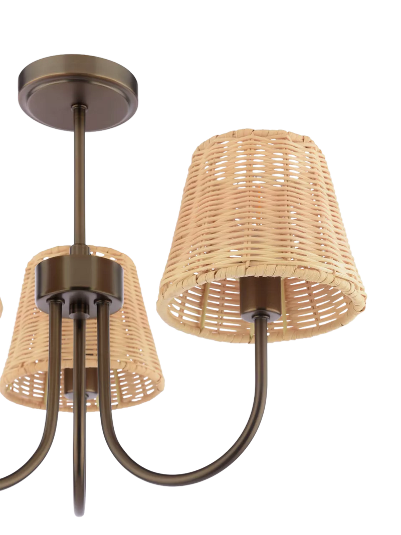 Laura Ashley semi flush ceiling light with rattan shades (British brand)