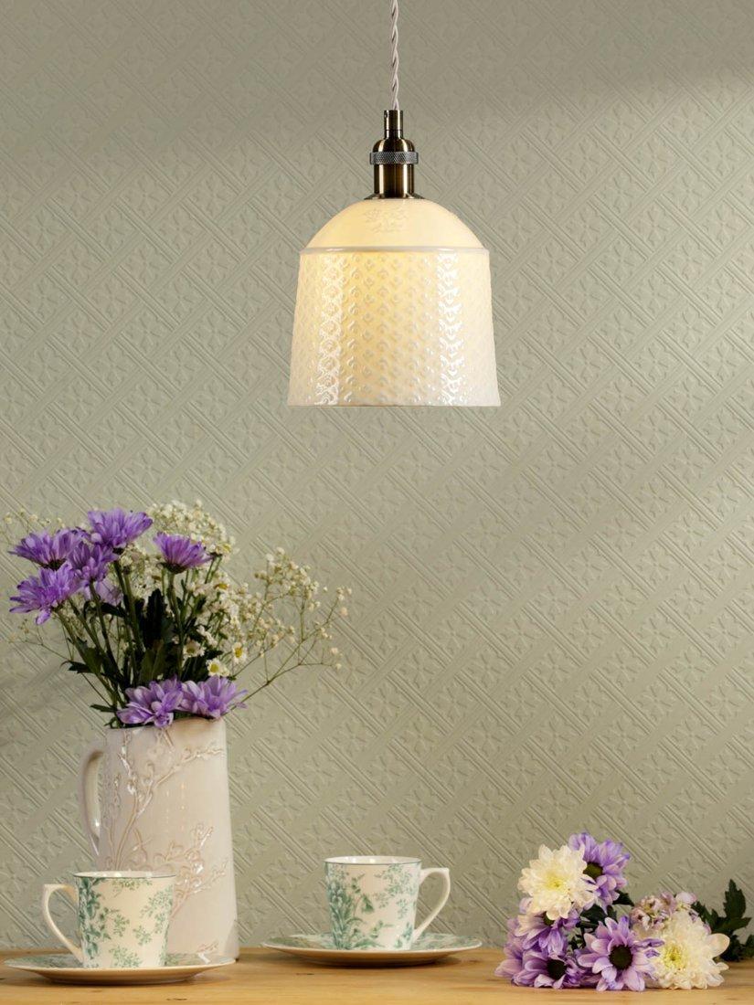 Laura Ashley porcelain pendant ceiling light set of 2 cream, UK version