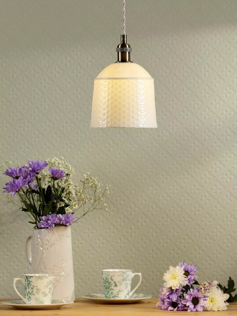 Laura Ashley porcelain pendant ceiling light set of 2 cream, UK version