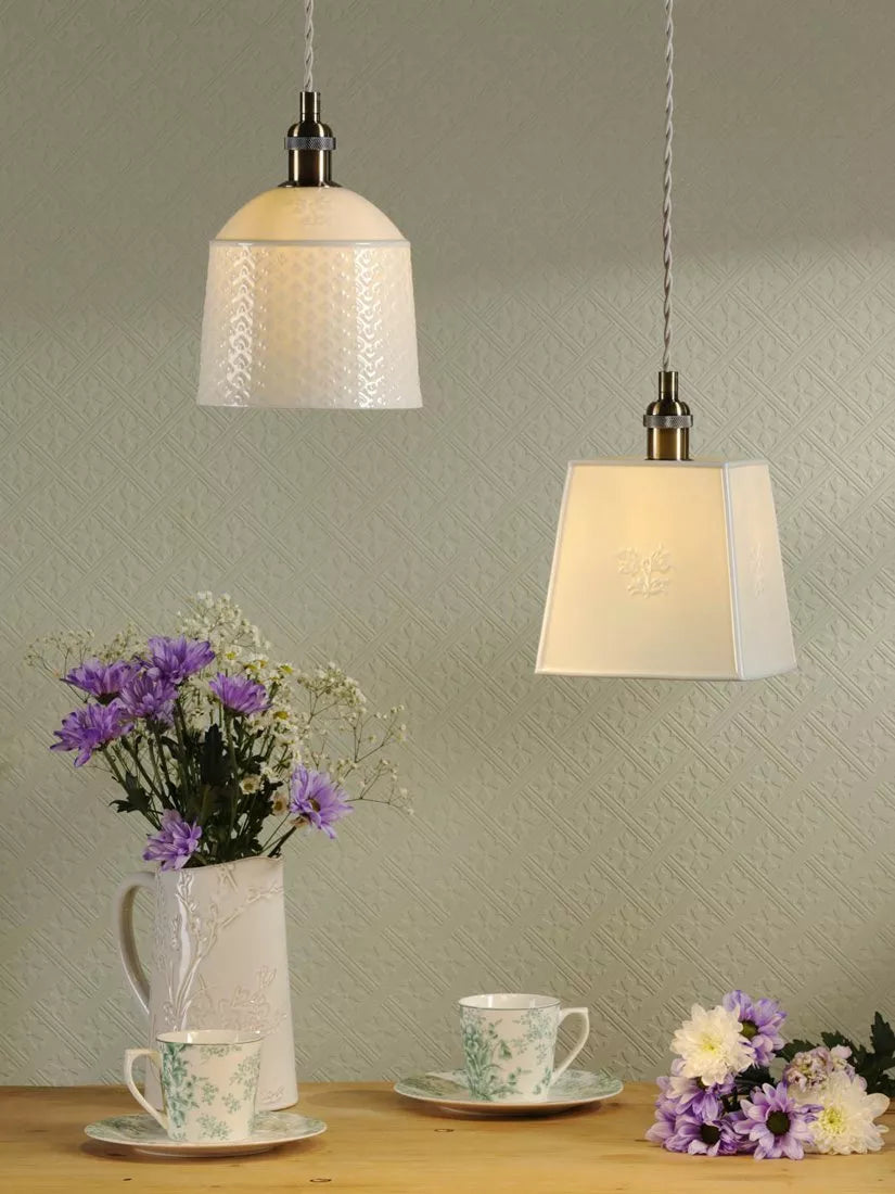 Laura Ashley porcelain pendant ceiling light set of 2 cream, UK version