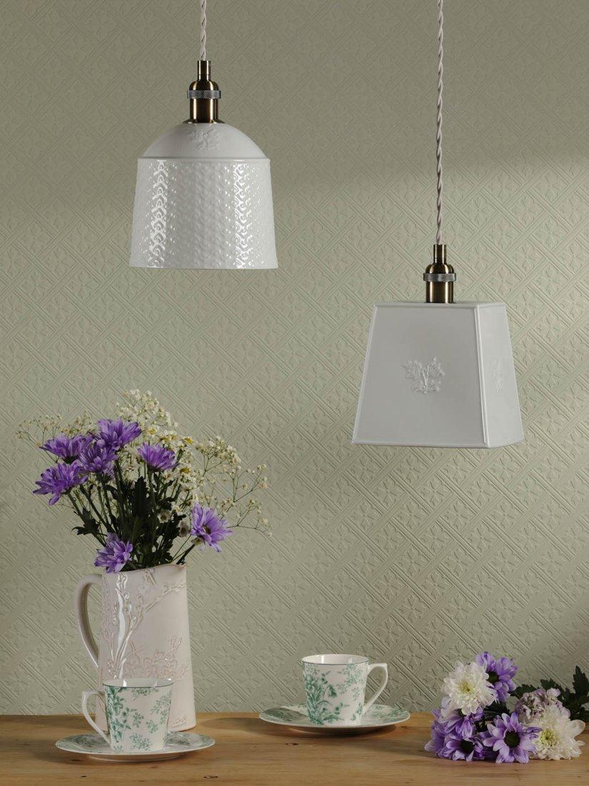 Laura Ashley porcelain pendant ceiling light set of 2 cream, UK version