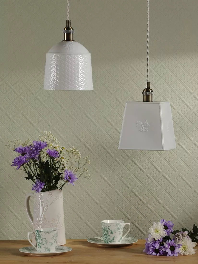 Laura Ashley porcelain pendant ceiling light set of 2 cream, UK version