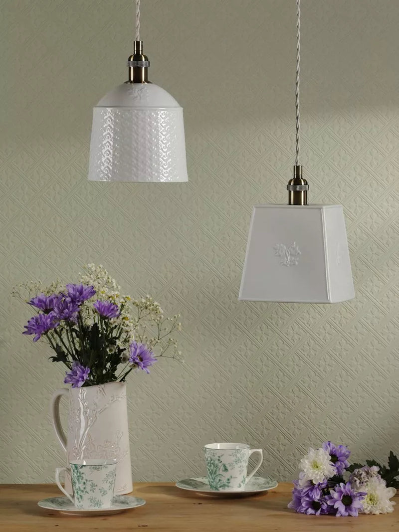 Laura Ashley porcelain pendant ceiling light set of 2 cream, UK version