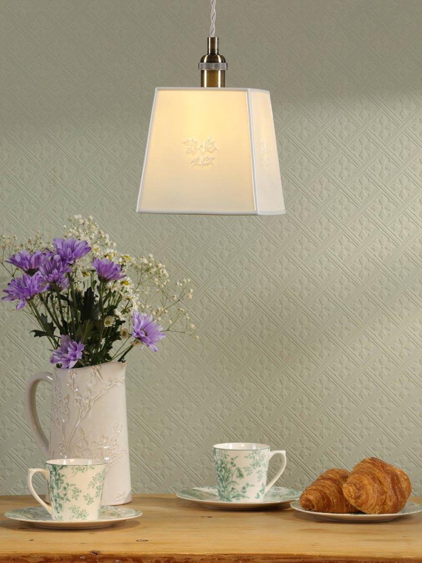 Laura Ashley square porcelain pendant ceiling light cream (British brand)