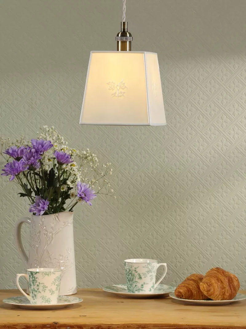 Laura Ashley square porcelain pendant ceiling light cream (British brand)