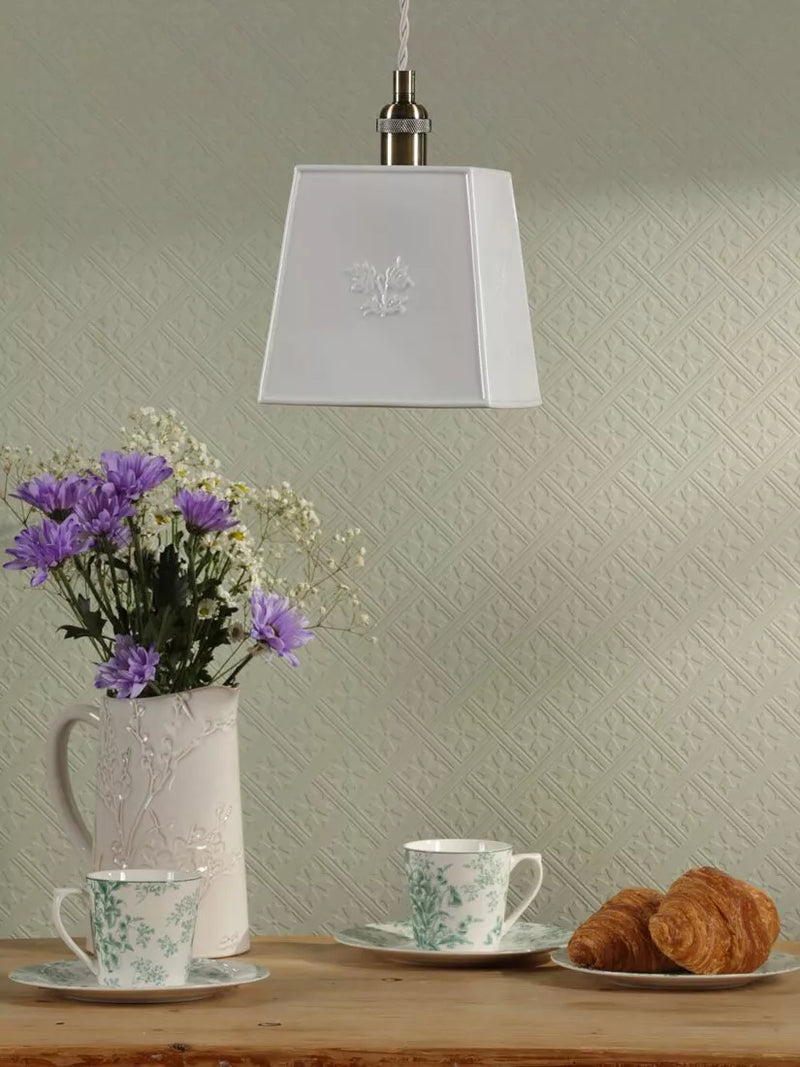 Laura Ashley square porcelain pendant ceiling light cream (British brand)